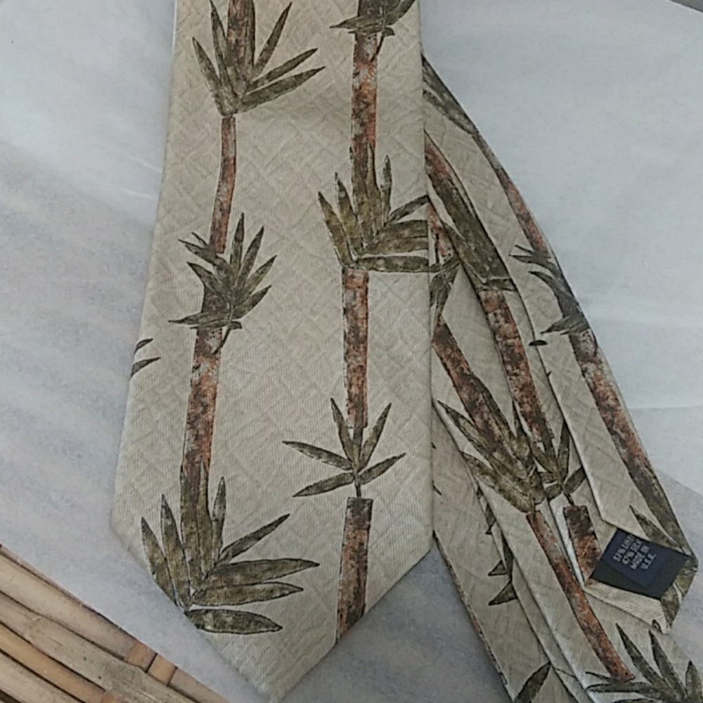 Bamboo Design Linen & Silk Tie